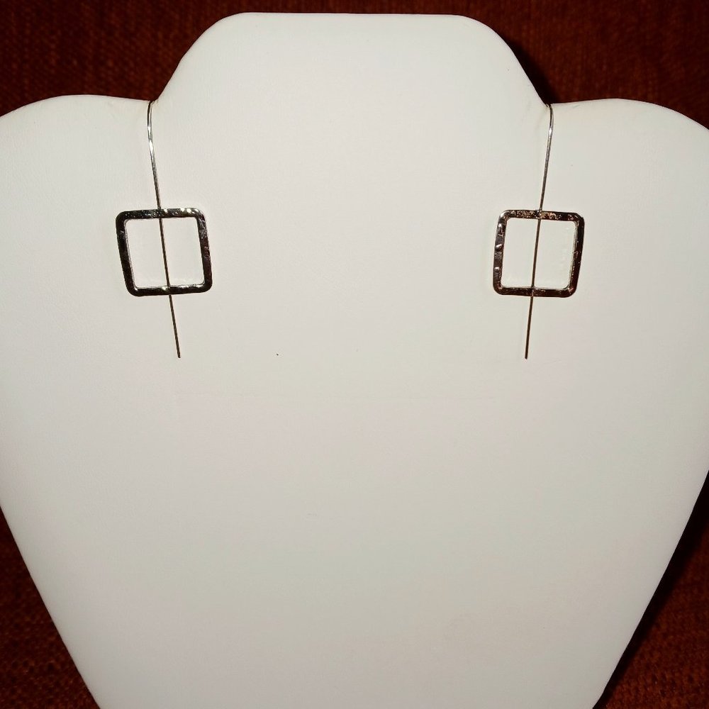 Silver Square Abstract Statement earrings